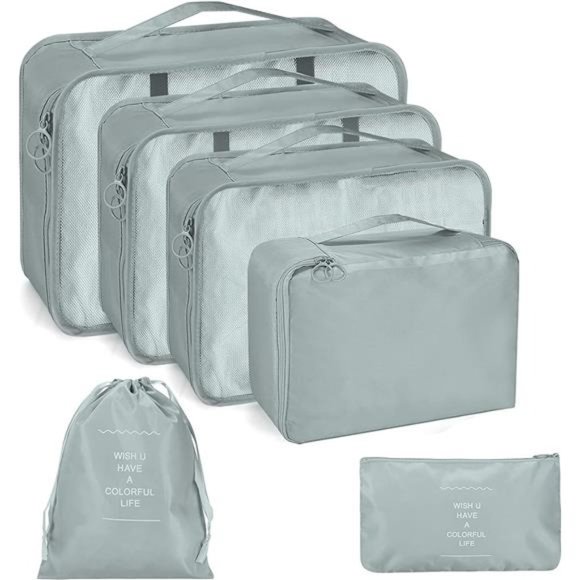 Plamvell Luggage Packing Organizers Packing Cubes Set for Travel (6 set, Grey)